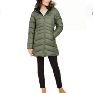 NEW Marmot Montreal Removable Faux Faux Down Long Winter Coat, Size XS, Green